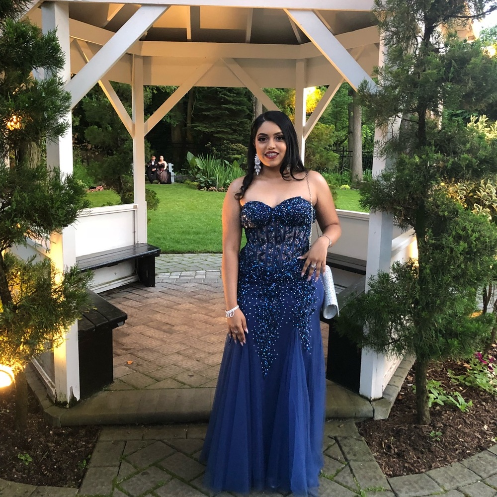 JVN by Jovani Royal Blue Sequin Sweetheart Gown